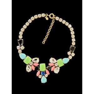 J.Crew Gold/Black/Pink/Turquois/Crystal Large Bib Necklace